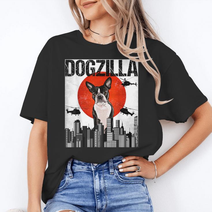 Vintage Japanese Dogzilla Boston Terrier Women's T-Shirt