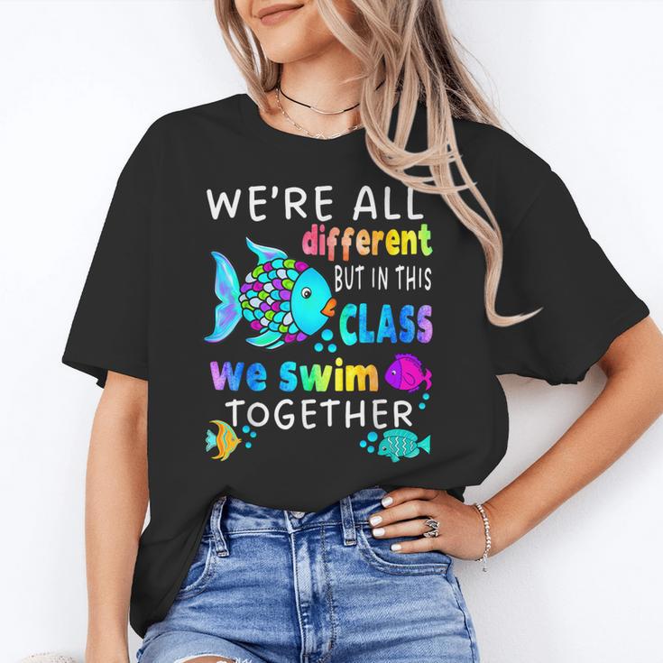 We'Re All Different But We Swim Together Elementary Teacher Women's T-Shirt