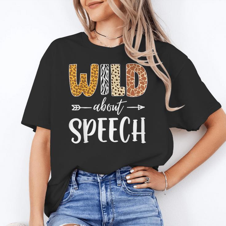 Wild About Speech SLP Leopard Teacher Back To School Kids Women's T-Shirt