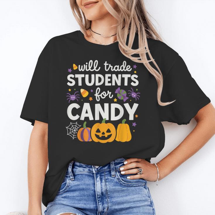 Will Trade Students For Candy Teacher Cute Halloween Women's T-Shirt