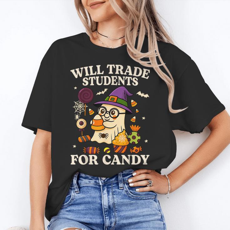 Will Trade Students For Candy Teacher Ghost Halloween Women's T-Shirt
