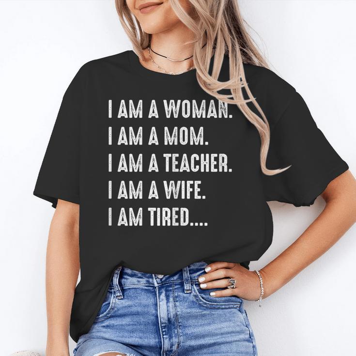 Woman Mom Teacher Wife TIRED T Shirt Cute Mom Teacher Shirts Women's T-Shirt