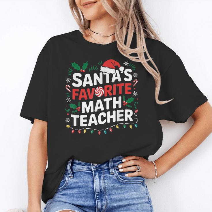 Xmas Lighting Santa's Favorite Math Teacher Christmas Women's T-Shirt