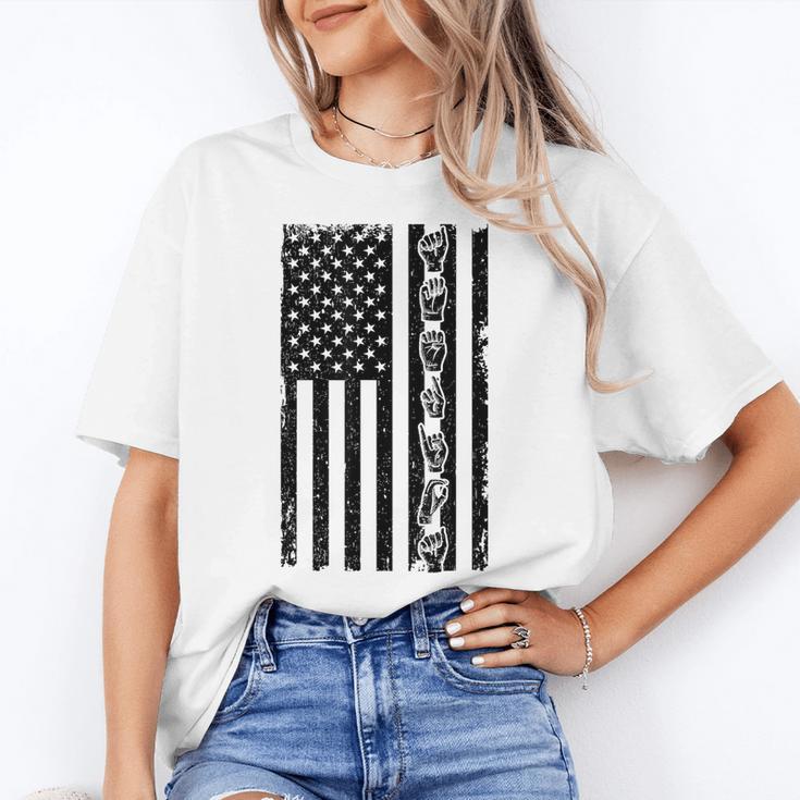 ASL Flag Sign Language Deaf ASL Teacher  For Men Women Women's T-Shirt