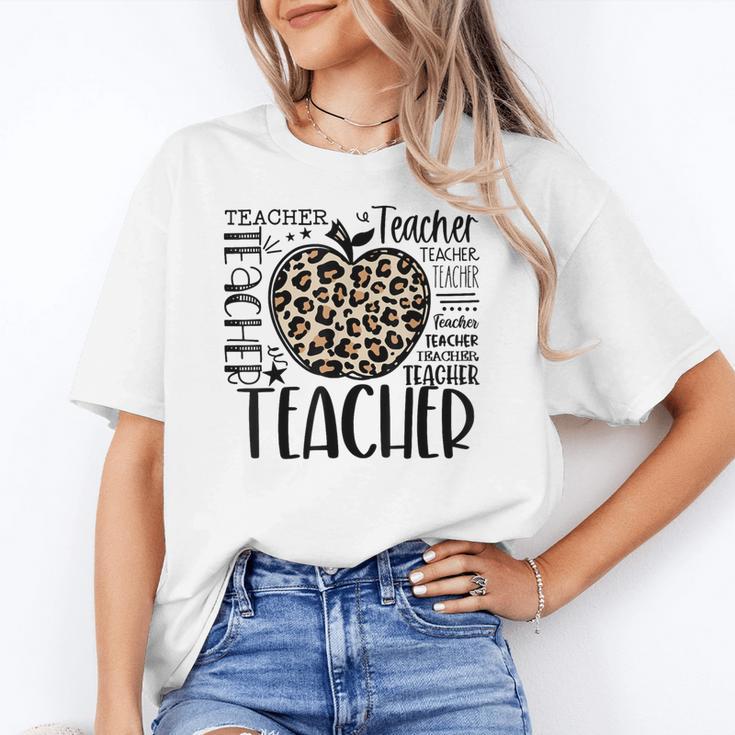 Back To School Teacher Life Apple Leopard Teacher Women Women's T-Shirt