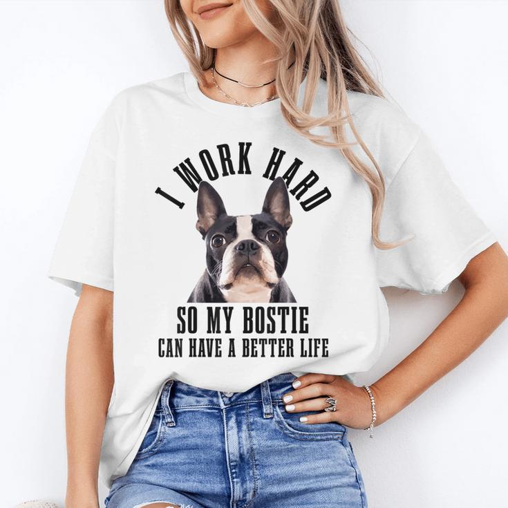 Bostie Mama Dog Dad Boston Terrier For Men Women Women's T-Shirt