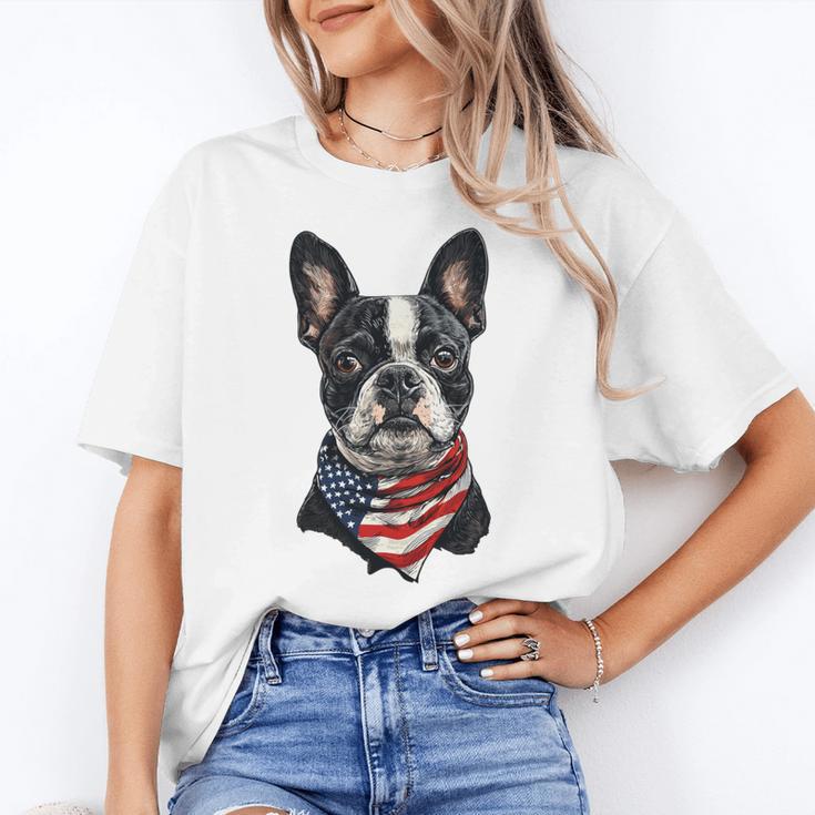 Boston Terrier American Flag Women's T-Shirt