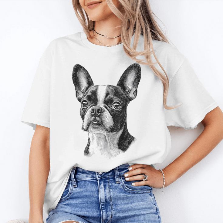 Boston Terrier Dog Motif Pet Illustration Boston Terrier For Men Women Kids Women's T-Shirt