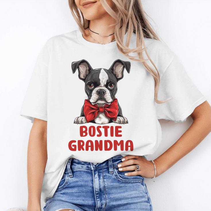 Boston Terrier Grandma Dog Lovers Puppy Bostie Owner Women's T-Shirt