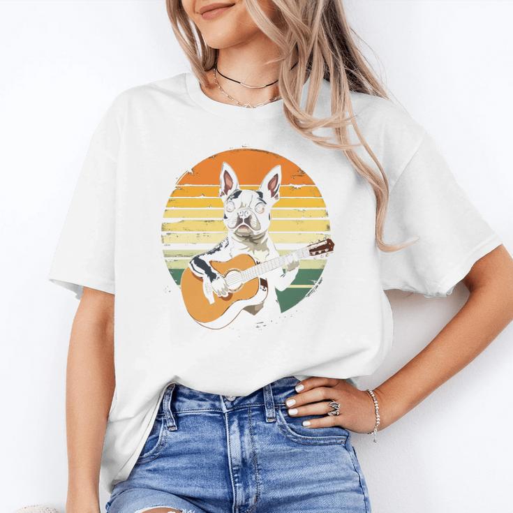 Boston Terrier Guitar Retro Women's T-Shirt