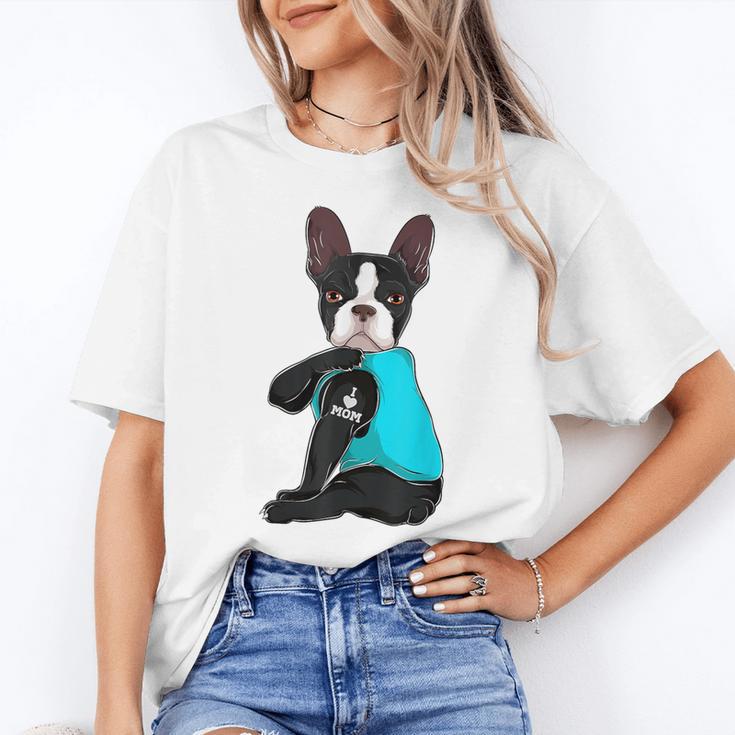 Boston Terrier I Love Mom Apparel Women's T-Shirt