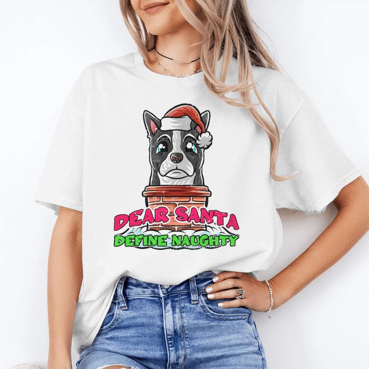 Boston Terrier Santa Claus Christmas Dog Women's T-Shirt