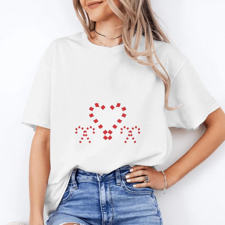 Christmas Candy Cane Work Of Heart Fourth 4th Grade Teacher Women's T-Shirt