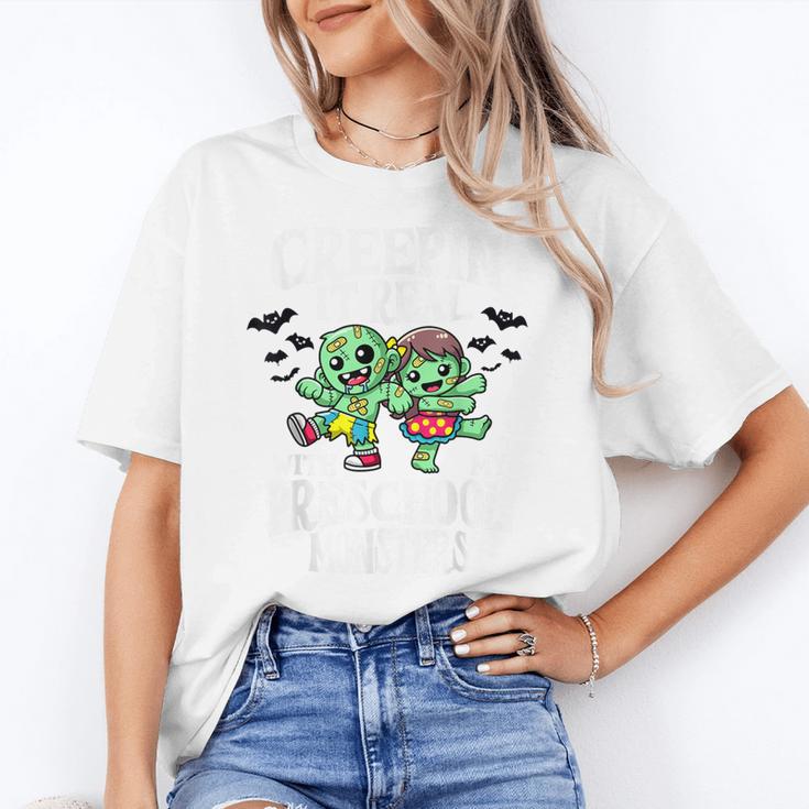Creepin It Real Monster School Preschool Teacher Halloween Women's T-Shirt