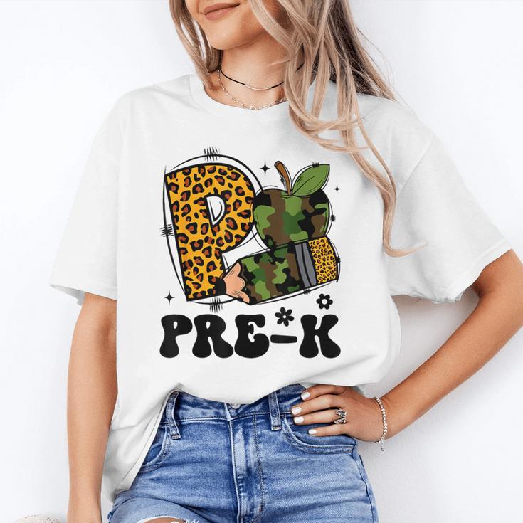 Cute Camo Pre K Back To School Teacher Kid Preschool Women's T-Shirt
