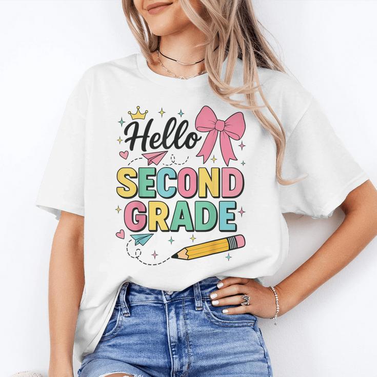 Cute Hello Second Grade Back To School Coquette Teacher Girl Women's T-Shirt