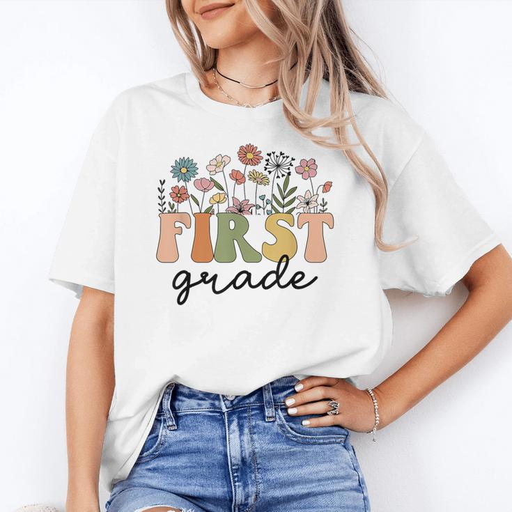 First Grade Teacher Wildflower Back To School Floral Outfits Women's T-Shirt