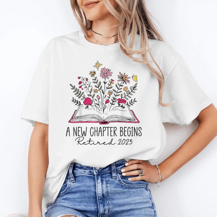 Floral Book a New Chapter Begins Retired Retirement Teacher Women's T-Shirt