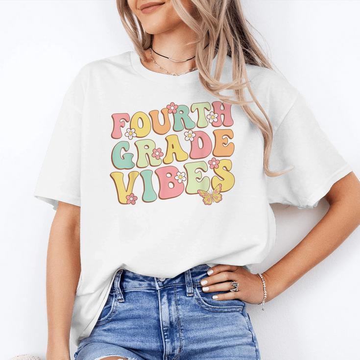 Fourth Grade Vibes Hello Team 4th Grade Teacher Kids Retro Women's T-Shirt