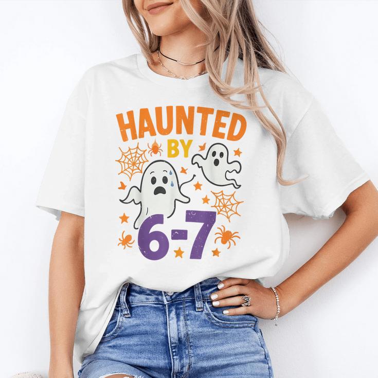 Haunted 67 Ghost Math Teacher Halloween Costume Math Pun Women's T-Shirt