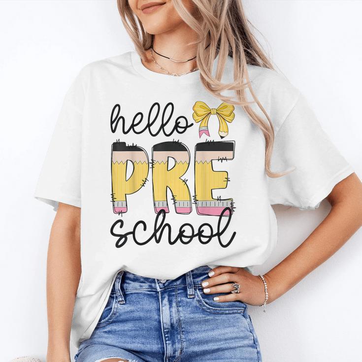 Hello Pre-K Preschool Back To School First Day Teacher Kids Women's T-Shirt