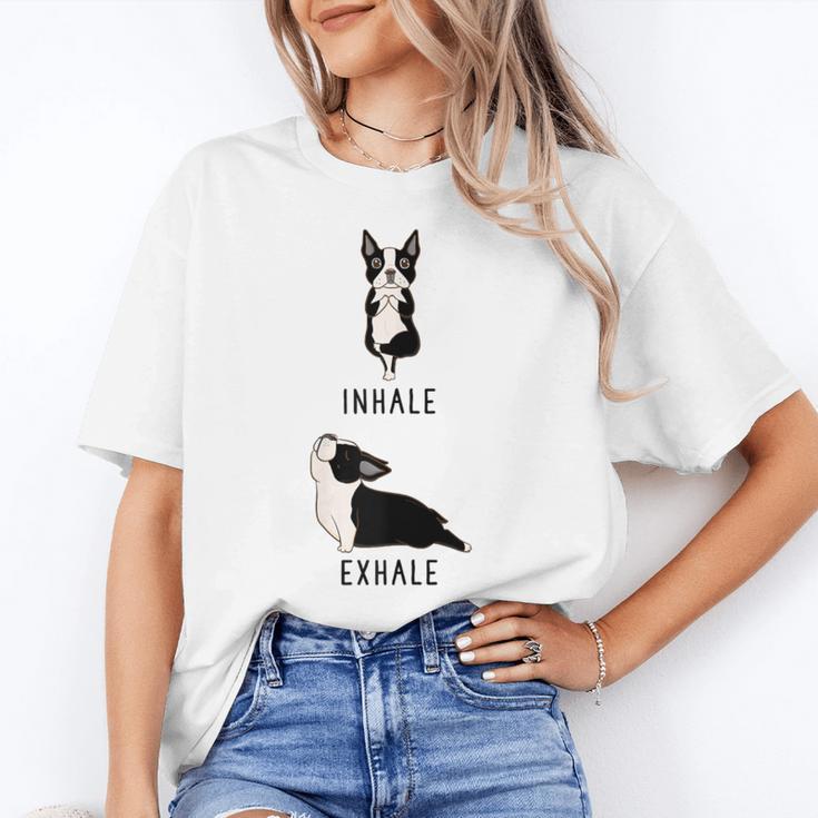 Inhale Exhale Yoga Boston Terrier Tshirt Women's T-Shirt