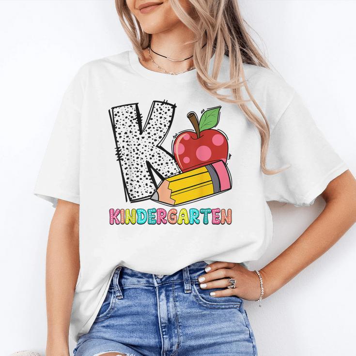 K Is For Kindergarten Teacher Pencil Apple Back To School Women's T-Shirt