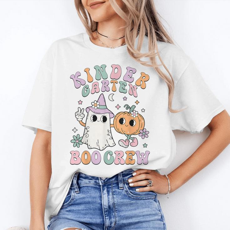 Kindergarten Boo Crew Halloween Floral Ghost Kinder Teacher Women's T-Shirt