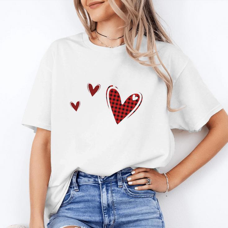 Kindergarten Has My Heart Buffalo Print Teacher Valentine Women's T-Shirt