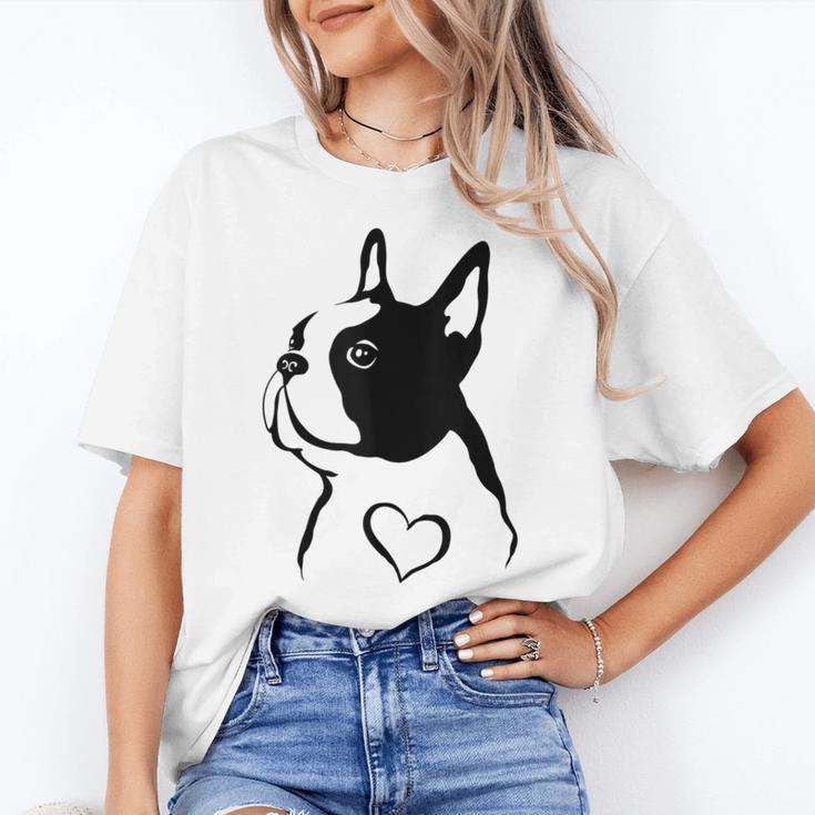 I Love My Boston Terrier Dog With Heart Women's T-Shirt