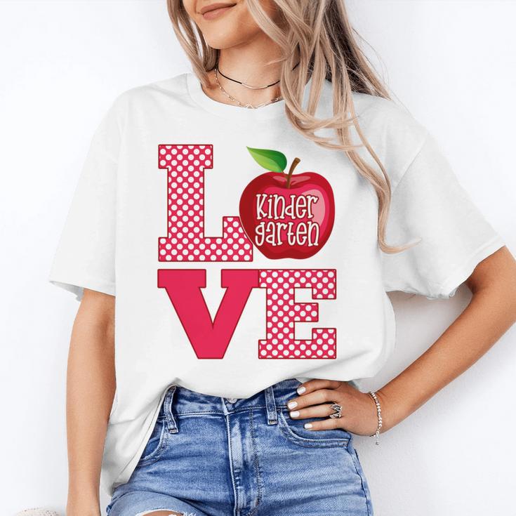 Love Kindergarten Cute Apple School Teacher Women's T-Shirt