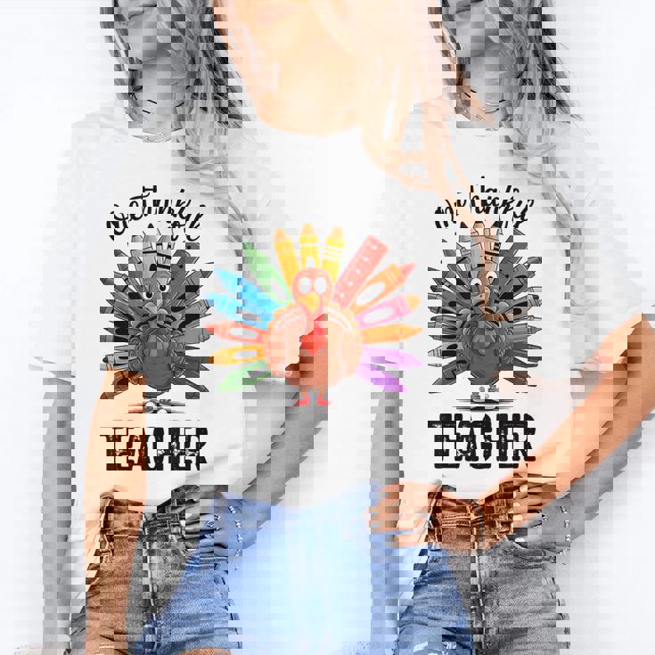 One Thankful Teacher Thanksgiving TurkeyCute Pencil Women&#x27;s T-Shirt