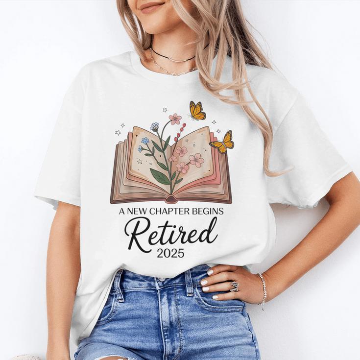 Retired 2025 A New Chapter Begins Retirement Teacher Book Women's T-Shirt