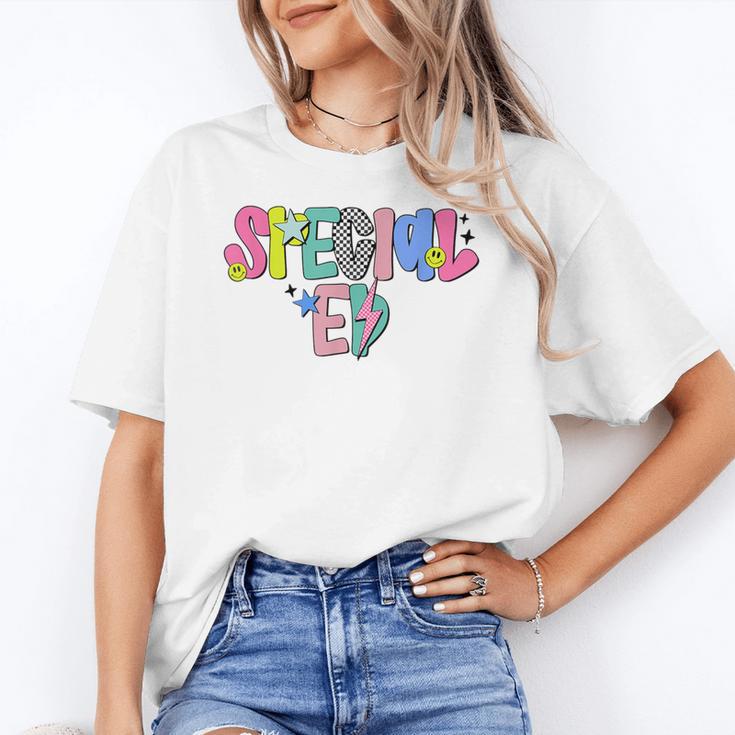 Retro Checkered Special Education Teacher Back To School Women's T-Shirt