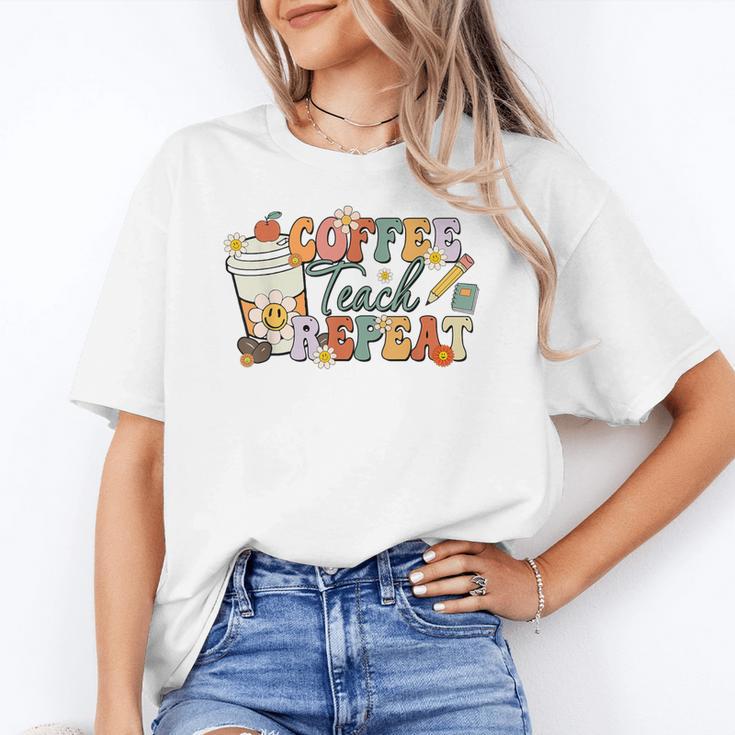 Retro Grovvy Coffee Teach Repeat Teacher Women's T-Shirt