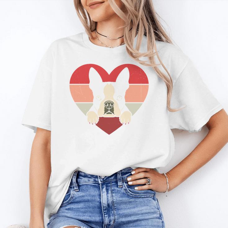 Retro Heart Boston Terrier Dog Vintage Valentine Women's T-Shirt