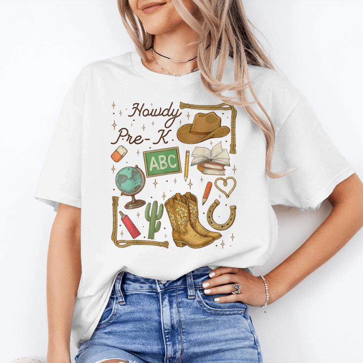 Retro Howdy Pre-K Back To School Western Teacher Women's T-Shirt
