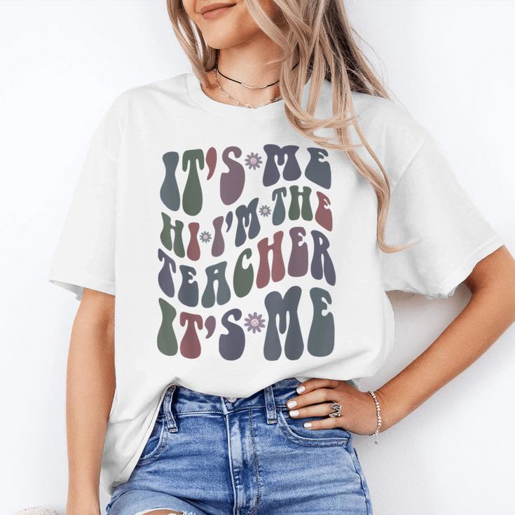 Retro IT'S ME Hi I'm The TEACHER Groovy Testing Squad Pink Women's T-Shirt