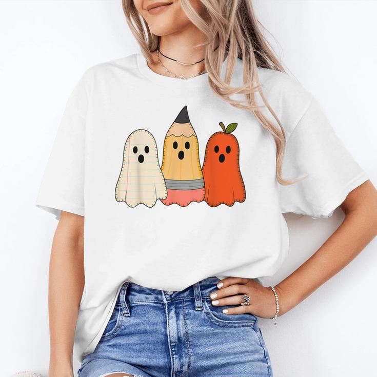 Retro Pencil Ghost Boo Spooky Teacher Halloween Costume Women's T-Shirt