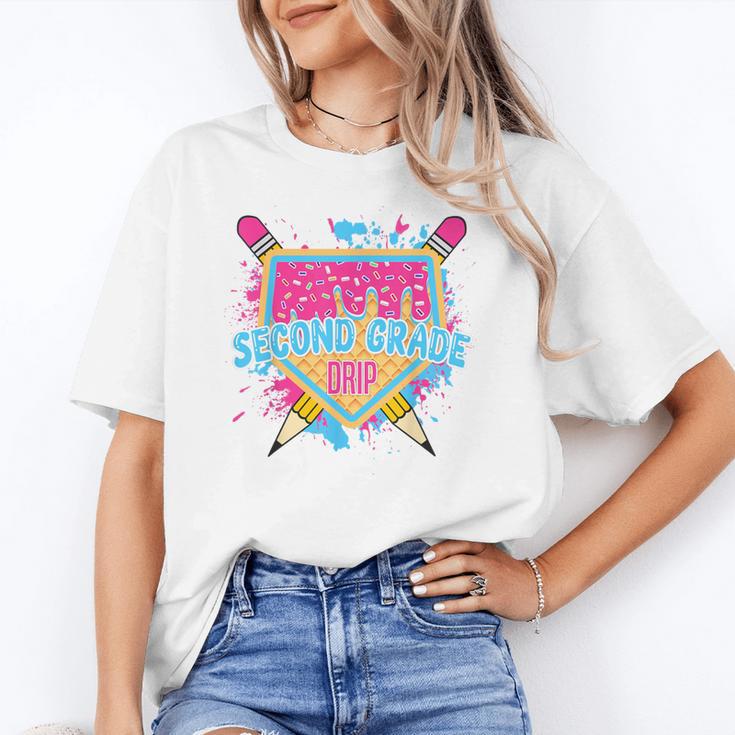 Second Grade Drip Ice Cream Home Plate Baseball Teachers Kid Women's T-Shirt