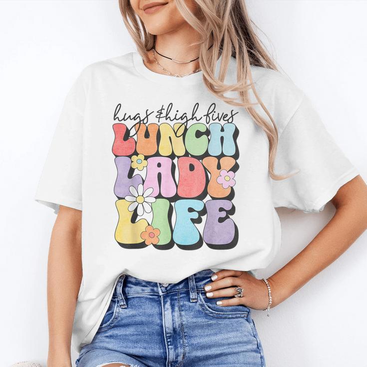 Soul Bleach Teacher Staff First Day Of School Last Hugs & High Fives Lunch Lady Vibes Blue Classic Fit Women's T-Shirt