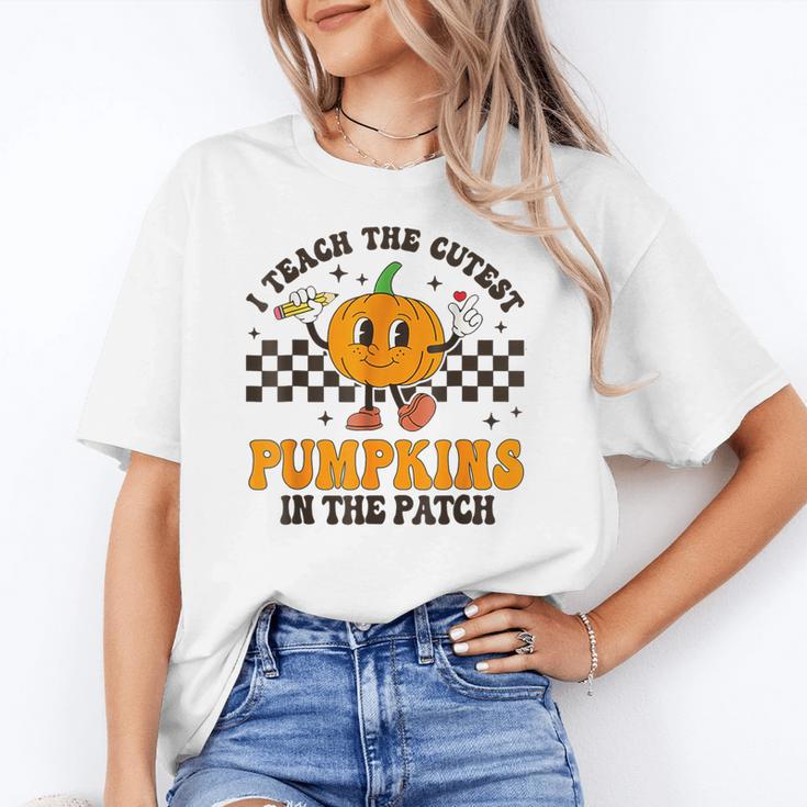 I Teach The Cutest Pumpkins In The Patch Groovy Teacher Fall Women's T-Shirt