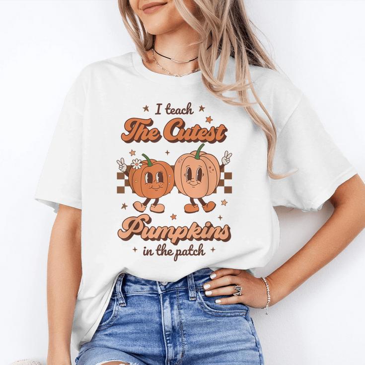 I Teach The Cutest Pumpkins In The Patch Retro Teacher Fall Women's T-Shirt