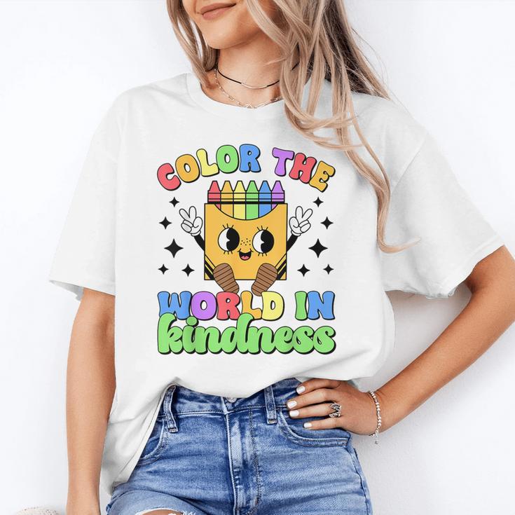Teacher Back To School Color In Kindness Crayon Pencil Women's T-Shirt