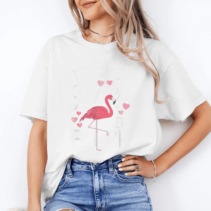 This Teacher Loves Her Flock Flamingo Teacher Class Women's T-Shirt