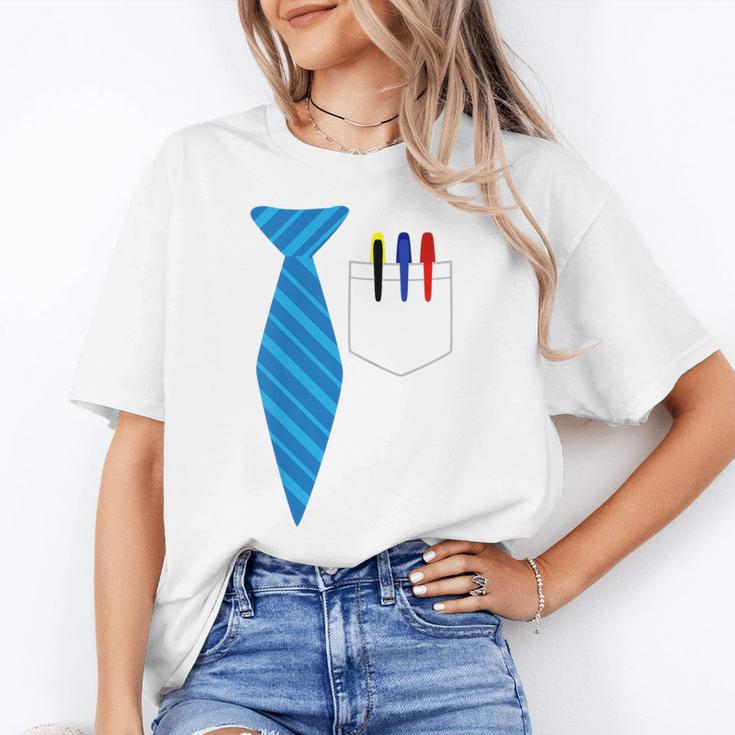 Teacher Tie & Pocket Protector Costume School Women's T-Shirt