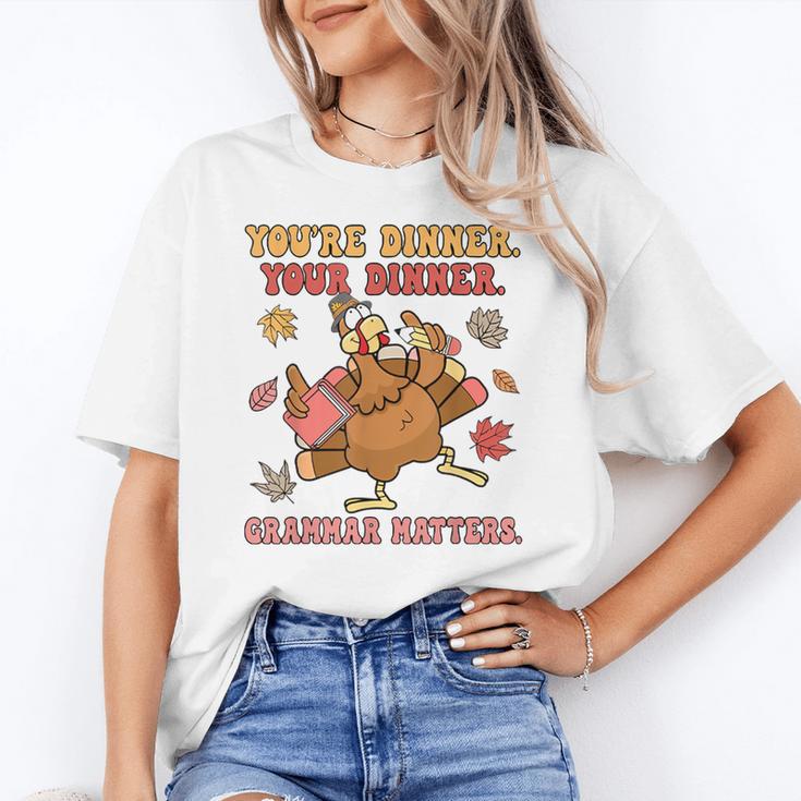 Thanksgiving Grammar Thankful English Teacher Fall Turkey Women's T-Shirt