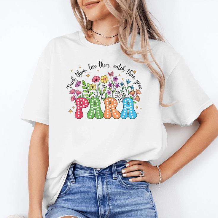 Wildflower Para Floral Paraprofessional Paraeducator Teacher Women's T-Shirt
