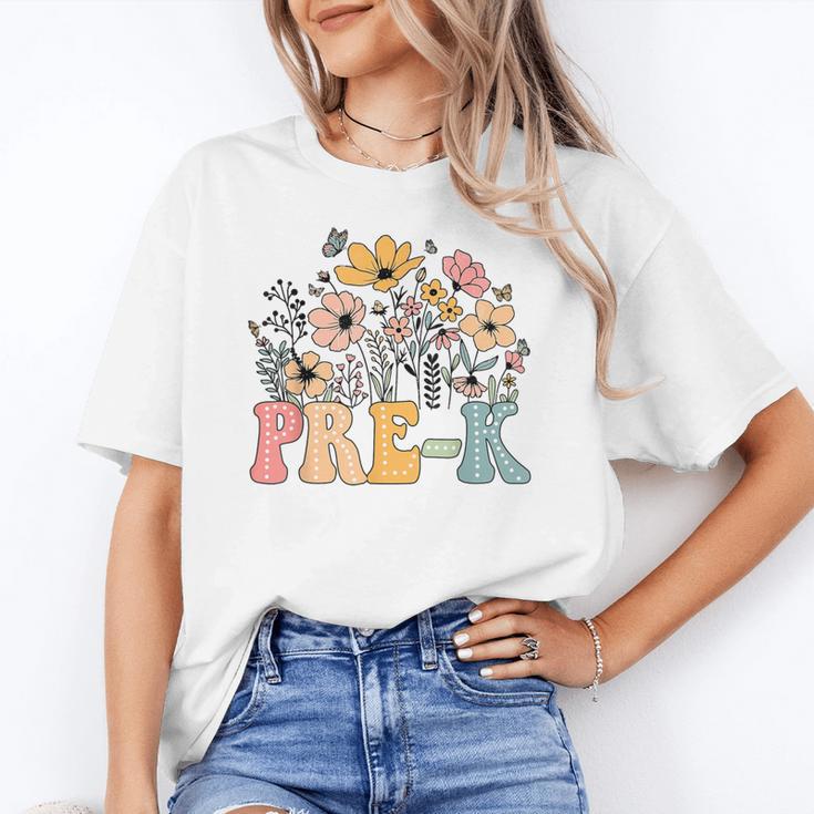 Wildflower Pre-K Preschool Team Floral Teacher Girls Women's T-Shirt