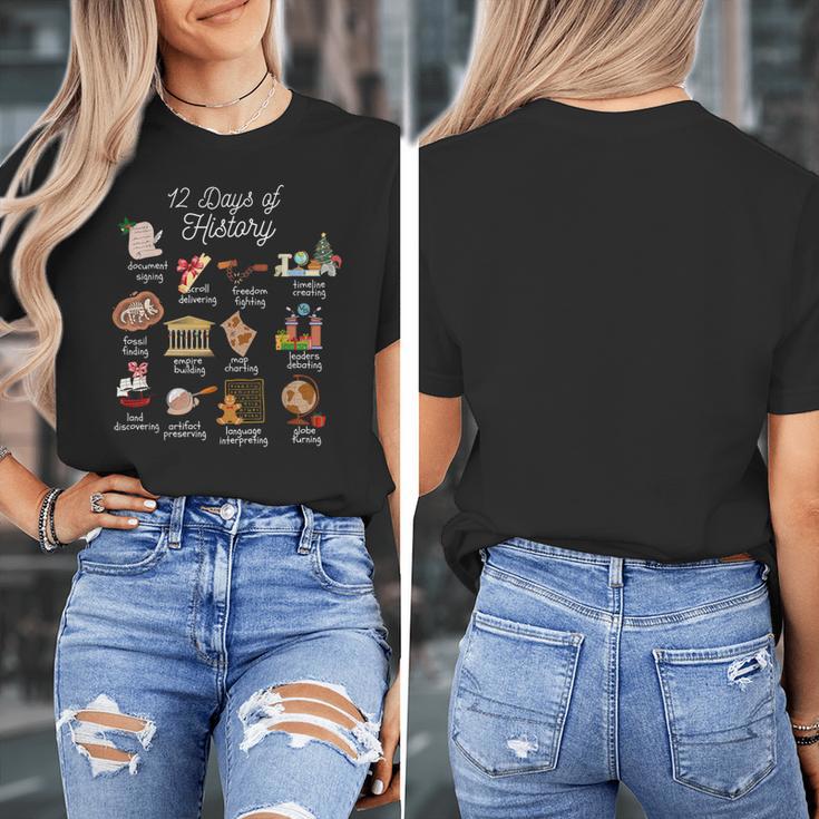 12 Day Of History Teacher Christmas Social Studies Student Women's T-Shirt, History Teacher Gifts, funny design